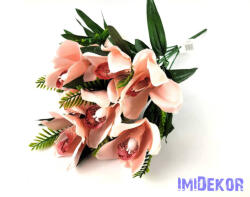  Orchidea 10 ágú selyemvirág csokor 46 cm - Púder