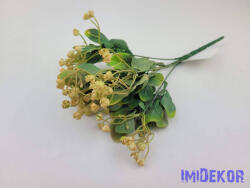  Gumós 5 ágú műzöld csokor 28 cm - Sárga