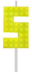 Javoli Építőkocka 5-ös Yellow Blocks tortagyertya, számgyertya (MLG132762E)
