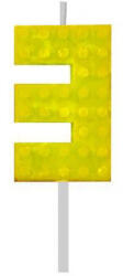 Javoli Építőkocka 3-as Yellow Blocks tortagyertya, számgyertya (MLG132748E)