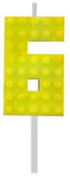 Javoli Építőkocka 6-os Yellow Blocks tortagyertya, számgyertya (MLG132779E)