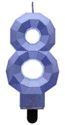 Kék 8-as Diamond Metallic számgyertya, tortagyertya (MLG162950) - decorit
