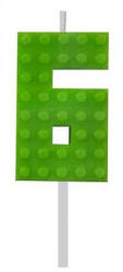 Javoli Építőkocka 6-os Green Blocks tortagyertya, számgyertya (MLG132779D)