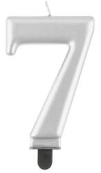 Javoli Ezüst 7-es Metallic számgyertya, tortagyertya (MLG124590)