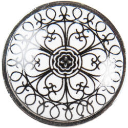 Clayre & Eef Set 2 butoni mobilier ceramica neagra alba fier argintiu Ø 3x2 cm (61887)