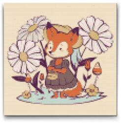 Gyémántszemes kirakó - Illusztráció - Róka táskával Méret: 30x30cm, Keretezés: Műanyagtáblával, Gyémántok: Kerek
