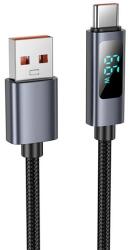 hoco. X112 adatkábel (USB - Type-C, 5A, gyorstöltő, 100cm, LED kijelző, cipőfűző) FEKETE (X112_USB_C_B) - bluedigital