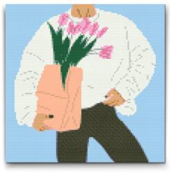  Gyémántszemes kirakó - Illusztráció - Tulipánok Méret: 50x50cm, Keretezés: Kartonlemezen, Gyémántok: Négyzet alakú