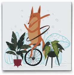  Festés számok szerint - Illusztráció - Róka egykerekűn Méret: 50x50cm, Keretezés: Keret nélkül (csak a vászon)