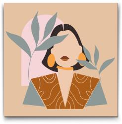  Festés számok szerint - Illusztráció - Modern nő Méret: 30x30cm, Keretezés: Keret nélkül (csak a vászon)