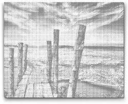 PontPöttyöző - Napnyugta a tengerparton Méret: 30x40cm, Keretezés: Műanyagtáblával, Szín: Kék
