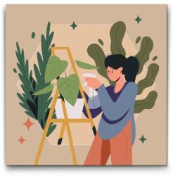 Festés számok szerint - Illusztráció - Szobanövények 2 Méret: 30x30cm, Keretezés: Műanyagtáblával