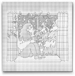  PontPöttyöző - Illusztráció - Kávé az ablaknál Méret: 50x50cm, Keretezés: Kerek keret, Szín: Kék