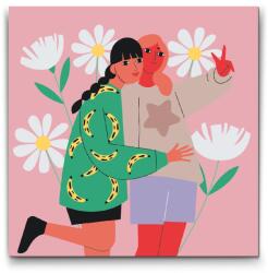 Festés számok szerint - Illusztráció - Legjobb barátnők Méret: 30x30cm, Keretezés: Műanyagtáblával