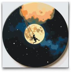Festés számok szerint - Hanglemez - Hinta a holdnál Méret: 50x50cm, Keretezés: Kerek keret
