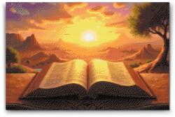 Gyémántszemes kirakó - Biblia naplementekor Méret: 40x60cm, Keretezés: Kartonlemezen, Gyémántok: Négyzet alakú