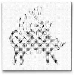  PontPöttyöző - Illusztráció - Szürke macska Méret: 50x50cm, Keretezés: Kerek keret, Szín: Fekete