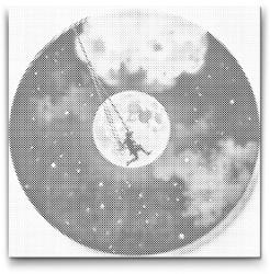  PontPöttyöző - Hanglemez - Hinta a holdnál Méret: 50x50cm, Keretezés: Műanyagtáblával, Szín: Kék