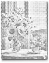 PontPöttyöző - Napraforgók vázában Méret: 30x40cm, Keretezés: Műanyagtáblával, Szín: Piros