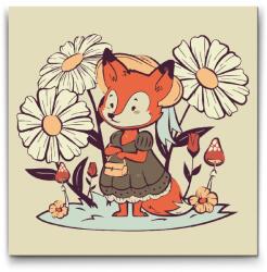  Festés számok szerint - Illusztráció - Róka táskával Méret: 50x50cm, Keretezés: Keret nélkül (csak a vászon)