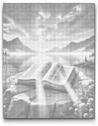  PontPöttyöző - Biblia a hegyekben Méret: 40x50cm, Keretezés: Kartonlemezen, Szín: Fekete