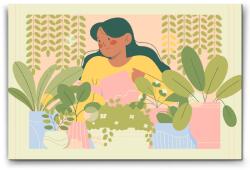Festés számok szerint - Illusztráció - Szobanövények gondozása Méret: 20x30cm, Keretezés: Műanyagtáblával