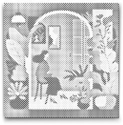 PontPöttyöző - Illusztráció - Nő a lakásban Méret: 30x30cm, Keretezés: Keret nélkül (csak a vászon), Szín: Piros