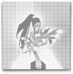  PontPöttyöző - Illusztráció - Nő tulipánokkal Méret: 50x50cm, Keretezés: Kerek keret, Szín: Piros