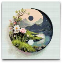 Gyémántszemes kirakó - Jin Jang Természet Méret: 50x50cm, Keretezés: Keret nélkül (csak a vászon), Gyémántok: Kerek