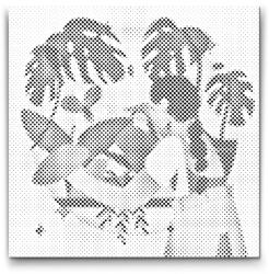 PontPöttyöző - Illusztráció - Szobanövények 3 Méret: 30x30cm, Keretezés: Kartonlemezen, Szín: Fekete