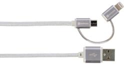 SKROSS Cablu-USB-2.0-A-tata-micro-USB, -lightning, -1m, -argintiu, -Steel-Line-Skross (CABLE-USB/UUSB/L-1.0SR-SKRS)