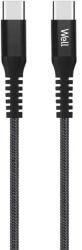 Well Cablu USB-C - USB-C, 1m, 20V/3A 60W, negru, Well (CABLE-USBC/USBC-1BK6001-WL)