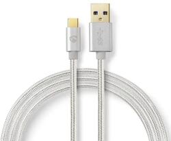 Nedis Cablu USB 2.0 A tata - USB-C, 1m, argintiu/textil, Nedis (CCTB61600AL10)