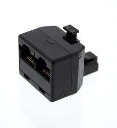 Well Adaptor 1x RJ45(8P8C) tata - 2x RJ45(8P8C) mama, negru Well (TEL-0007-8/8BK-WL)