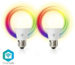 Nedis Bec LED Smart WiFi Nedis, E27, 9W, 806lm, 2700K-6500K, RGB, set 2 bucati (WIFILRC20E27)