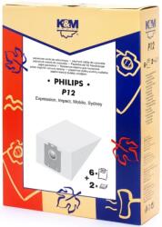 K&M Sac aspirator Philips Sydney, hartie, 6x saci + 2 filtre, K&M (DUSTBAG-P12-PAP-K&M)