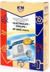K&M Sac aspirator Electrolux-Philips Universal (S-Bag), sintetic, 4x saci, K&M (DUSTBAG-EP-SYN-K&M)