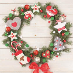 Karácsony Wreath with Felt szalvéta 20 db-os 33x33 cm (PKK034754)