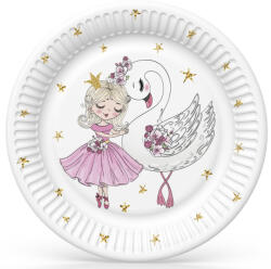 Balett, Balerina With Swan papírtányér 8 db-os 18 cm (PKK760708)
