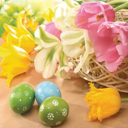 Húsvét Tulips & Eggs szalvéta 20 db-os 33x33 cm (PKK022546)