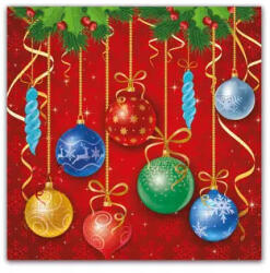 Karácsonyi Sparkling Balls szalvéta 20 db-os 33x33 cm (PNN89460)
