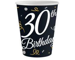 Happy Birthday 30 B&C papír pohár 6 db-os 200 ml (MLG151152) - decorit