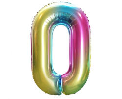 Szivárvány Rainbow 0-ás szám fólia lufi 85 cm (MLG120257) - decorit