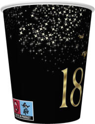 Happy Birthday 18 Golden Champagne papír pohár 8 db-os 250 ml (PKK760579)