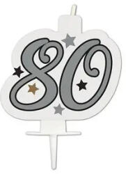 Happy Birthday Silver Milestone tortagyertya, számgyertya 80-as (PNN95635) - decorit