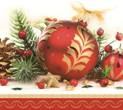 Karácsony Red Bauble szalvéta 20 db-os 33x33 cm (PKK016217) - decorit