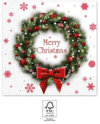  Karácsonyi Merry Xmas Wreath szalvéta 20 db-os 33x33 cm FSC (PNN95372)