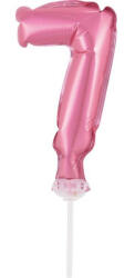 Rózsaszín 7-es Pink szám fólia lufi tortára 13 cm (MLG113648) - decorit
