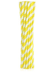  Sárga Yellow Stripes rugalmas papír szívószál 12 db-os (MLG126792)