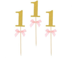  Pink 1st Birthday díszítő pálca 10 db-os (MLG134087)